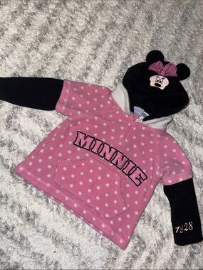 18m vintage Minnie Mouse Pink Polka Dot Hoodie Top - Kids